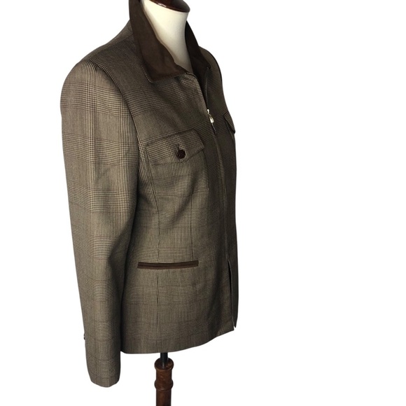 Vtg 90's Kasper For ASL Houndstooth Blazer Jacket Sz 4 Brown English Countryside - Picture 5 of 12